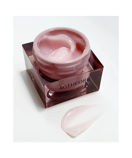 AXXZIA AGTheory Perfect Gel Mask – otwarty słoiczek z różowym żelem, tekstura maski, linia AGTheory

