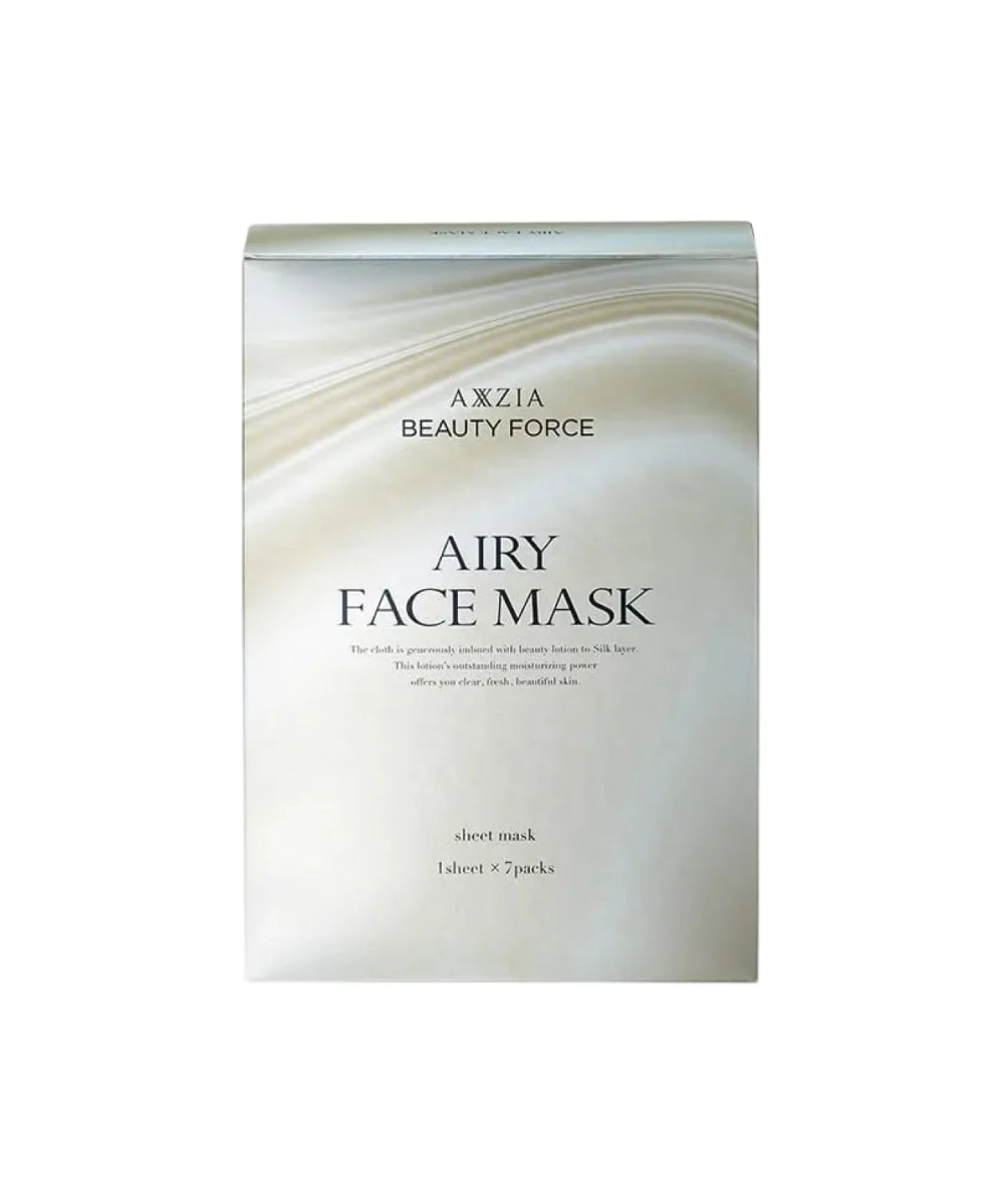 AXXZIA Beauty Force Airy Face Mask – pudełko zbiorcze z maskami w płacie, widok z przodu