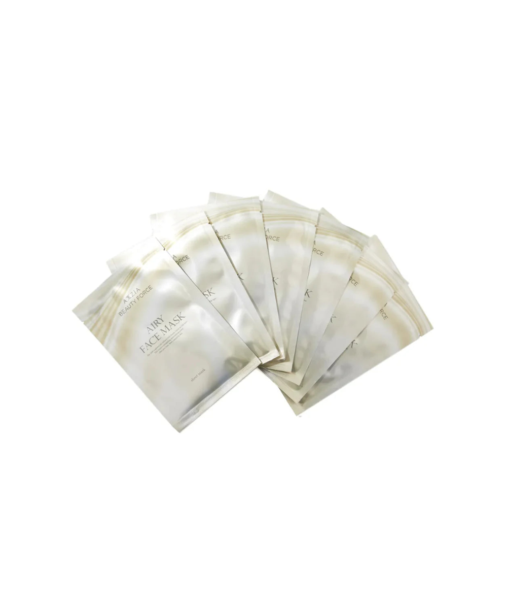 AXXZIA Beauty Force Airy Face Mask – 5 saszetek z maskami rozłożonych wachlarzem, opakowanie zbiorcze 5 sztuk