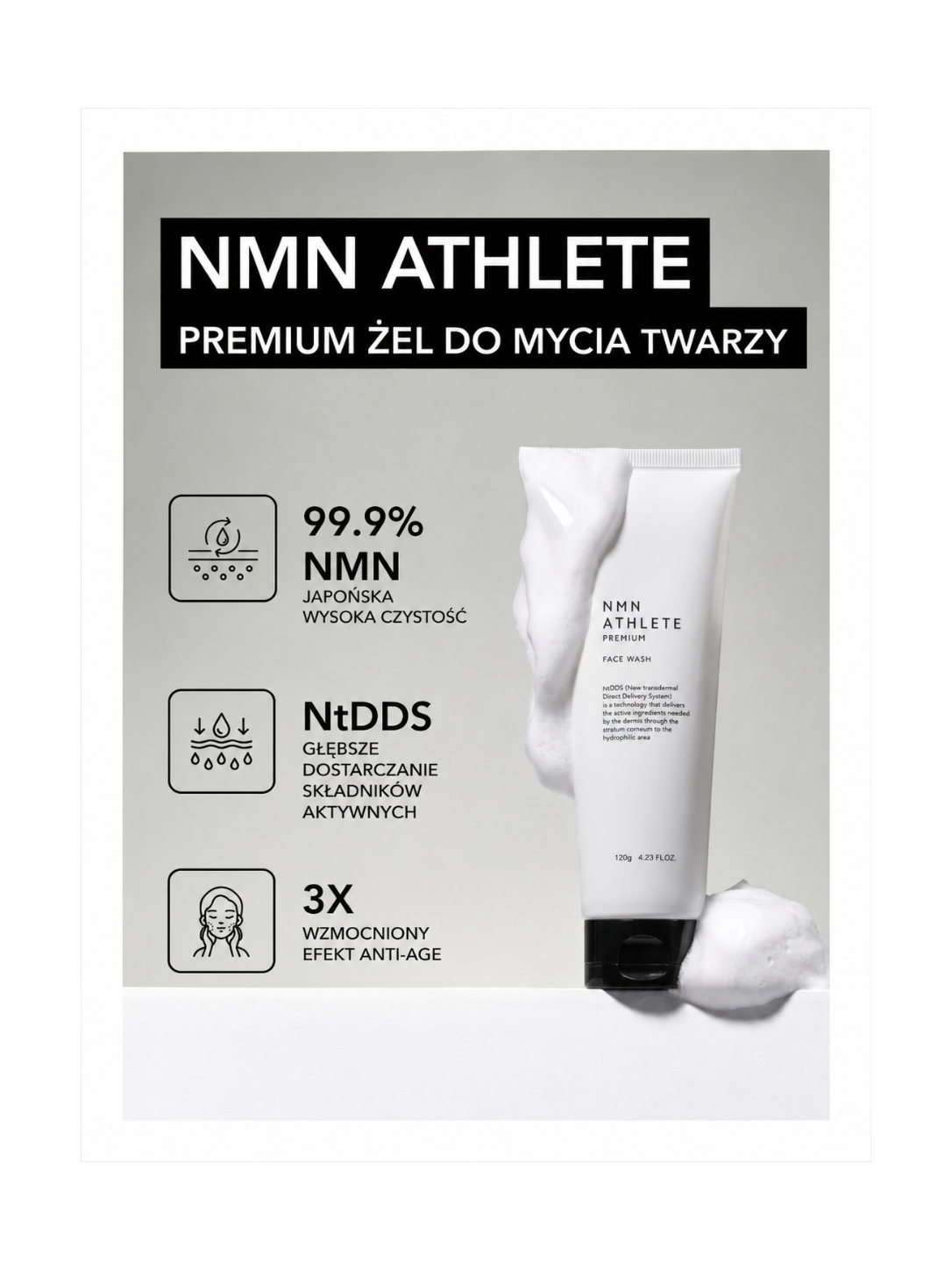 NMN Athlete Premium Face Wash - Pianka oczyszczająca z NMN do codziennej pielęgnacji skóry*