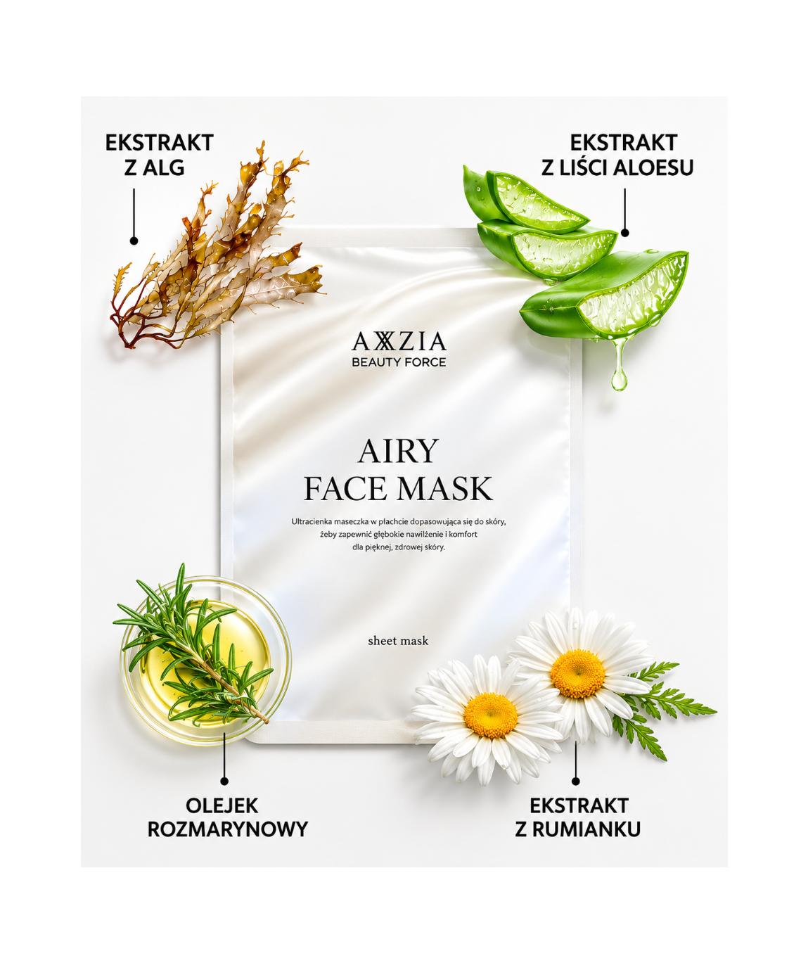 Beauty Force Airy Face Mask - Nawilżająca i rozświetlająca maska*