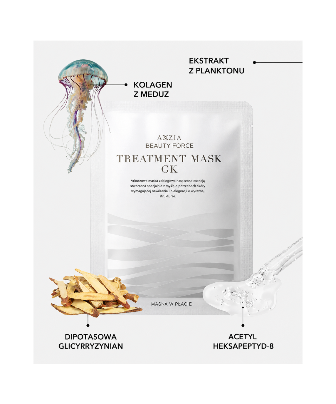 AXXZIA Beauty Force Treatment Mask GK - Nawilżająca maska dla skóry wrażliwej i podrażnionej*