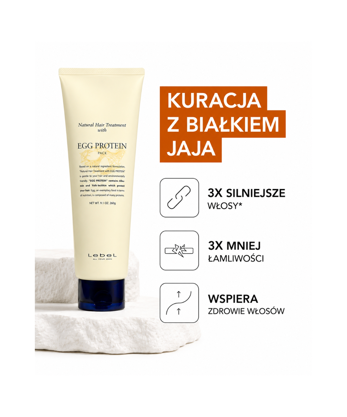 Natural Egg Protein Hair Treatment – Regenerujący balsam z proteinami jaja do włosów porowatych i niesfornych dla całej rodziny*