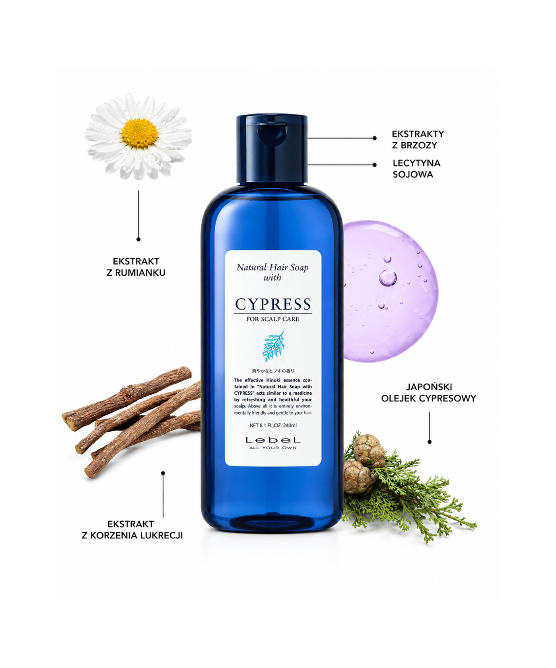 Natural Cypress Shampoo – Delikatny szampon do wrażliwej, suchej skóry głowy i łupieżu suchego*