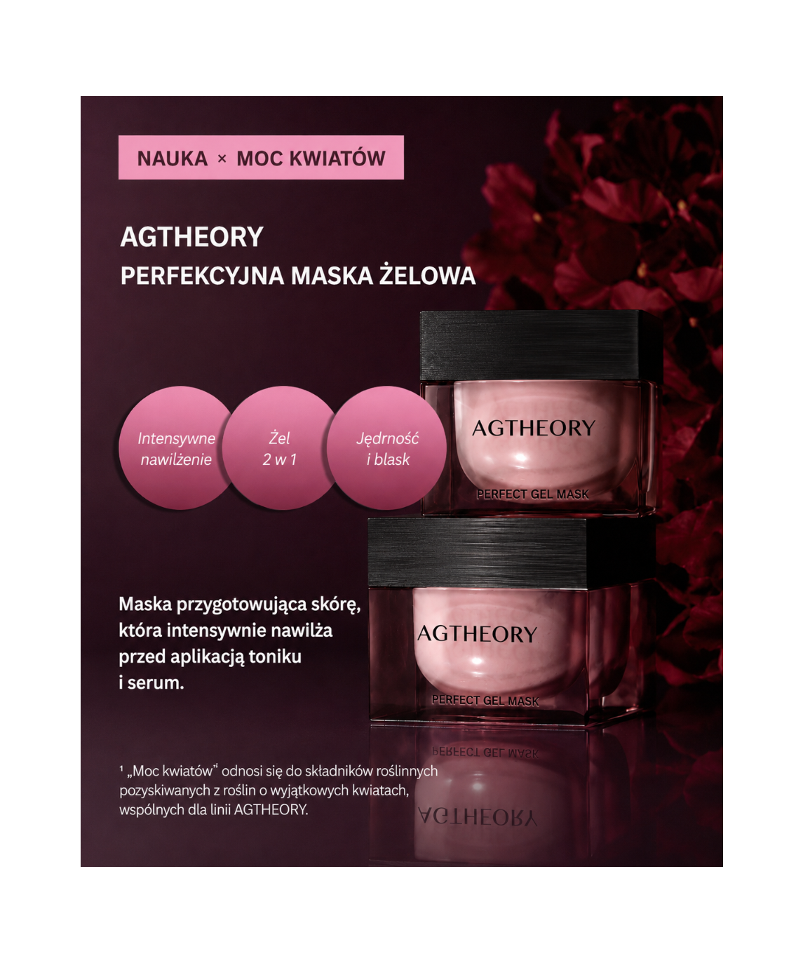 AXXZIA AGTheory Perfect Gel Mask – perfekcyjna maska żelowa: intensywne nawilżenie, żel 2w1 i jedność z blaskiem, maska przygotowująca skórę przed tonikiem i serum