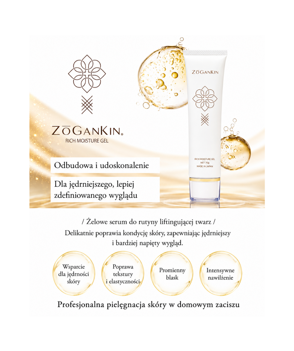 ZOGANKIN Rich Moisture Gel – luksusowy japoński żel-serum intensywnie nawilżające i ujędrniające