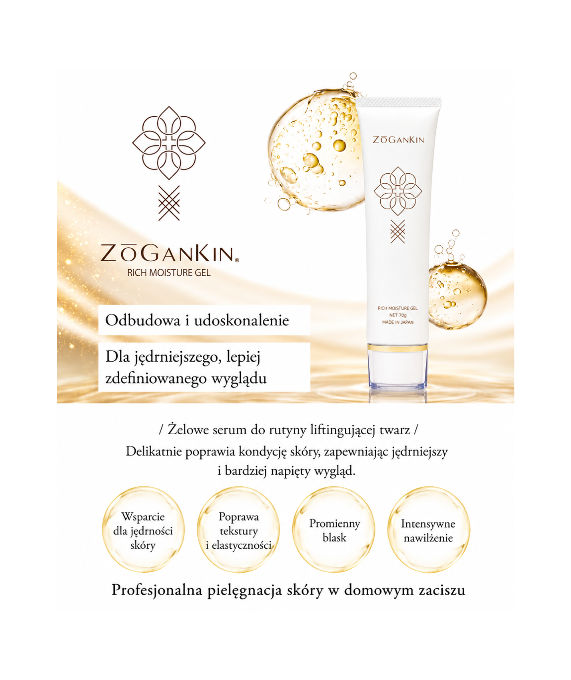 ZOGANKIN Rich Moisture Gel – luksusowy japoński żel-serum intensywnie nawilżające i ujędrniające