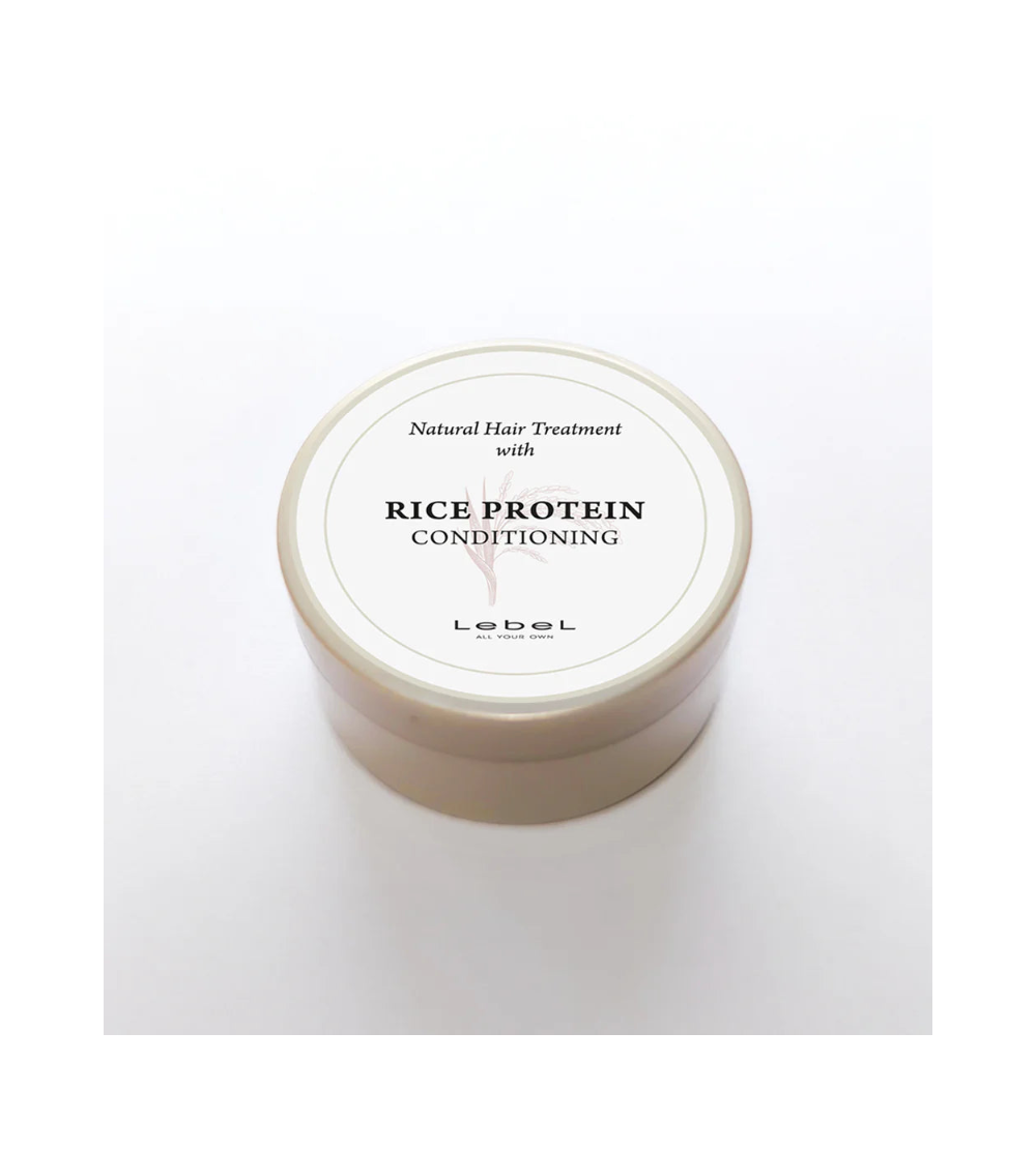 Lebel Natural Rice Protein Hair Balm – okrągły słoiczek balsamu z proteinami ryżu, alternatywne opakowanie, widok z góry