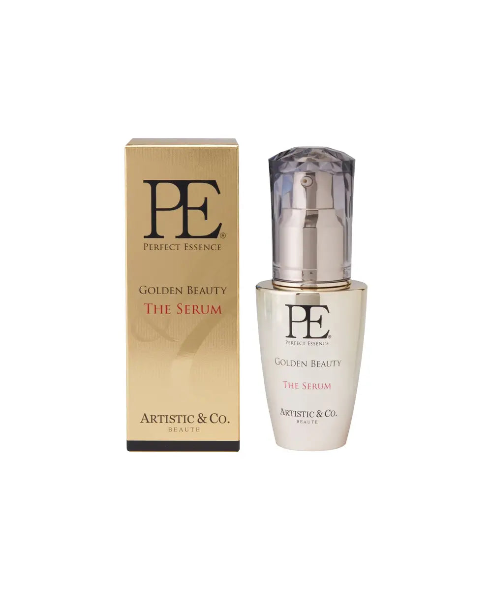 PE Golden Beauty The Serum Artistic & Co. – japońskie serum do twarzy w srebrnym flakonie ze złotym pudełkiem