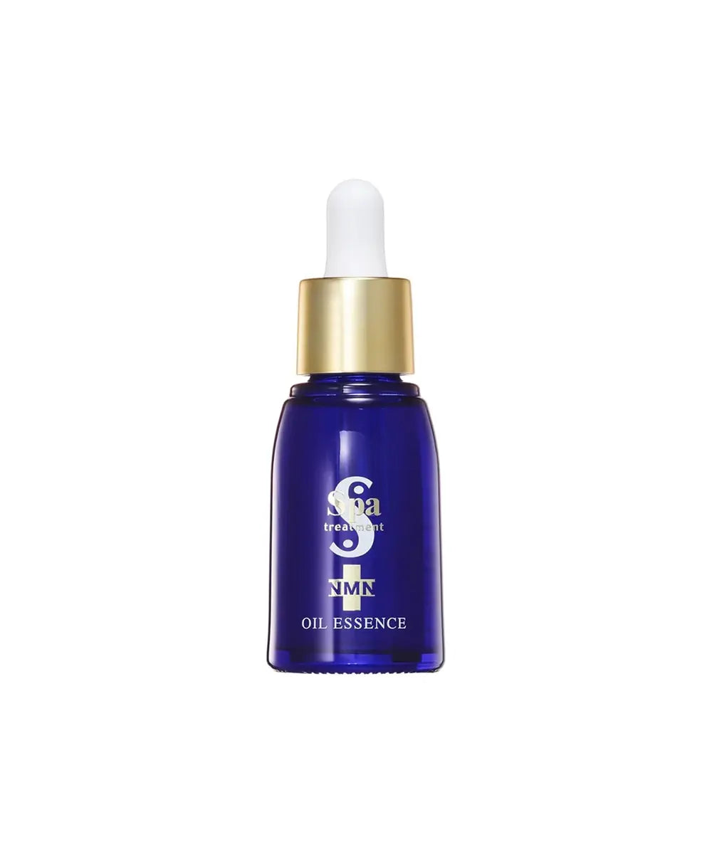 Spa Treatment NMN Oil Essence – japońska esencja olejowa do pielęgnacji twarzy w granatowym flakonie z pipetą.