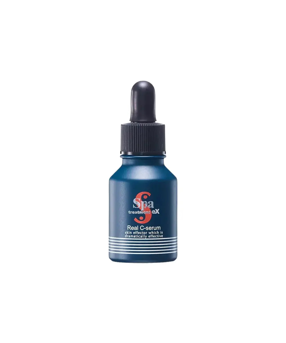 Spa Treatment eX Real C-Serum – japońskie serum z witaminą C do pielęgnacji twarzy w granatowym flakonie z pipetą