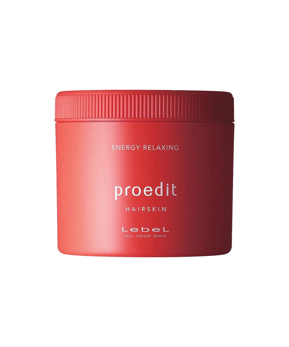 Maska LebeL Proedit Hairskin Energy Relaxing w czerwonym słoiku na białym tle