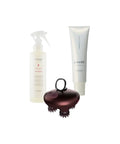 Zestaw Scalp Reset Ritual Pro: LebeL Viege Root Care Mist, Proedit Float Cleansing i masażer skóry głowy na białym tle