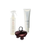 Zestaw Scalp Reset Ritual Pro: LebeL Viege Root Care Mist, Proedit Float Cleansing i masażer skóry głowy na białym tle